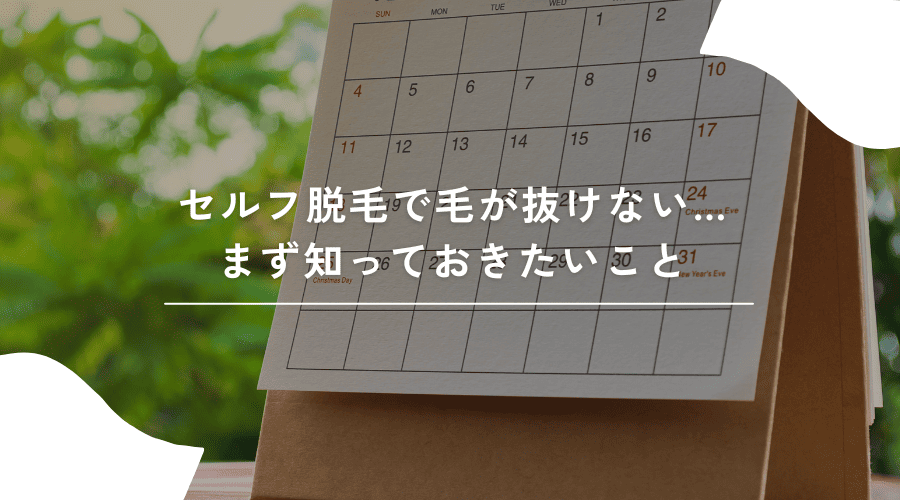 セルフ脱毛で毛が抜けない…まず知っておきたいこと